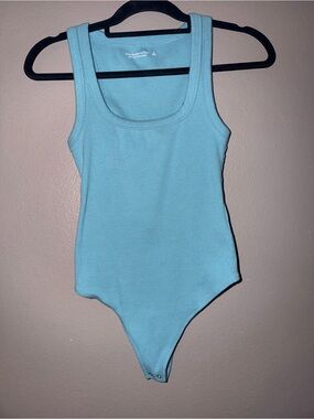 Abercrombie & Fitch Sky Blue Ribbed Scoop Neck Bodysuit